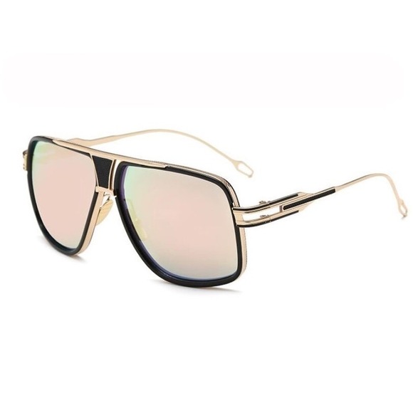 Aviator Sunglasses Gold Frame Pink Lens Fashion Pilot Sun Glasses Luxury Lentes - Picture 6 of 8